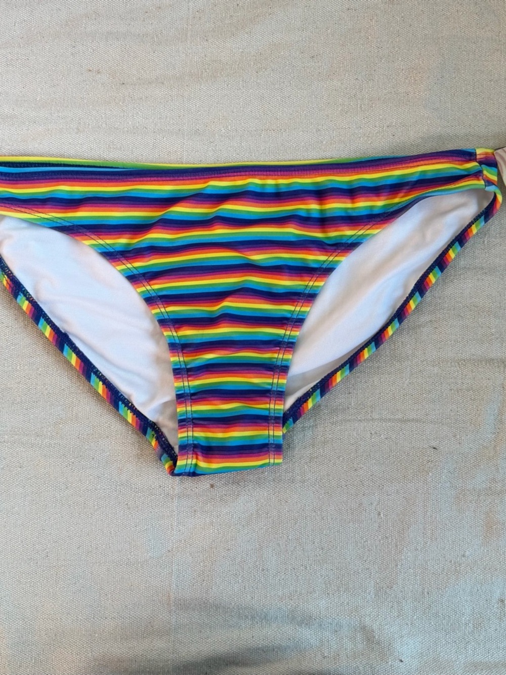 OP Rainbow Striped Bikini Swim Bottoms NWT Medium 7-9
